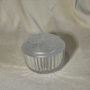Glass Candy/Trinket Dish w/Frosted Floral Lid